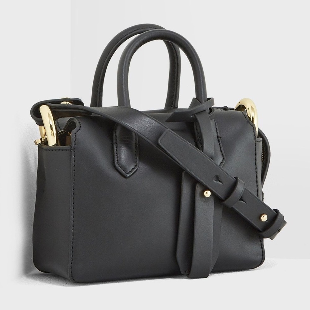 J. Crew Black Leather Harper Mini Satchel Crossbody